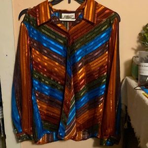 Woman’s colorful long sleeve blouse